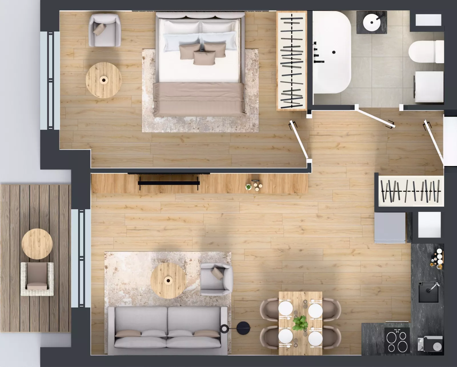 2 pokoje, mieszkanie 45,70 m², piętro 1, oferta nr A1/86, ESSA Kliny, Kraków, Swoszowice, Kliny, ul. Anny Szwed-Śniadowskiej