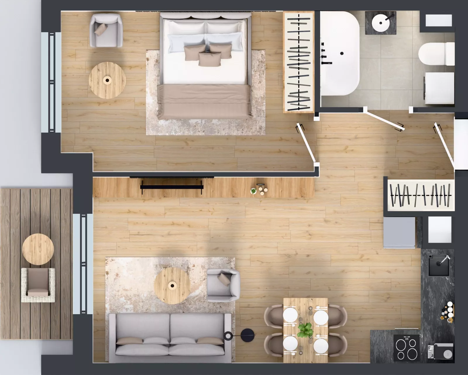 2 pokoje, mieszkanie 45,70 m², piętro 2, oferta nr A1/92, ESSA Kliny, Kraków, Swoszowice, Kliny, ul. Anny Szwed-Śniadowskiej