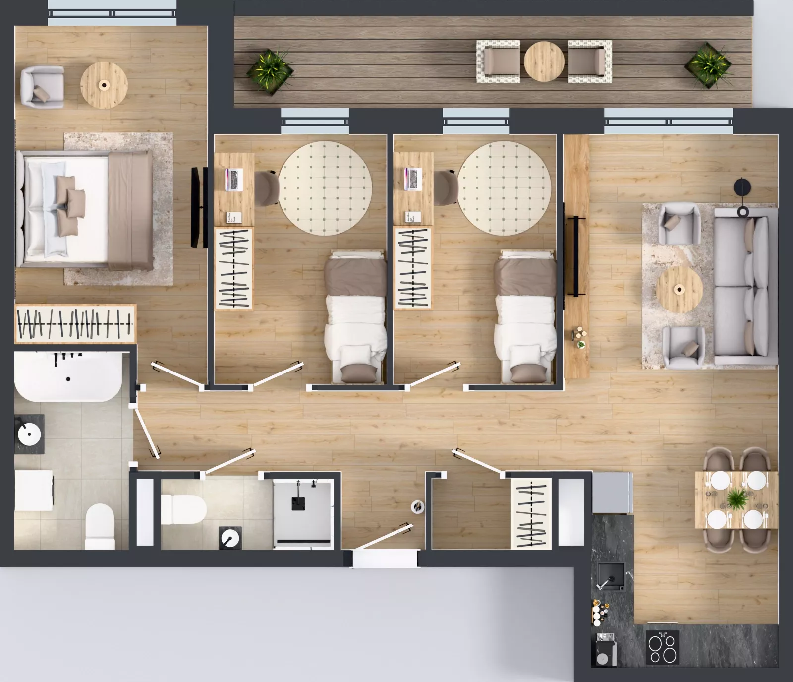 4 pokoje, mieszkanie 75,45 m², piętro 3, oferta nr A1/97, ESSA Kliny, Kraków, Swoszowice, Kliny, ul. Anny Szwed-Śniadowskiej