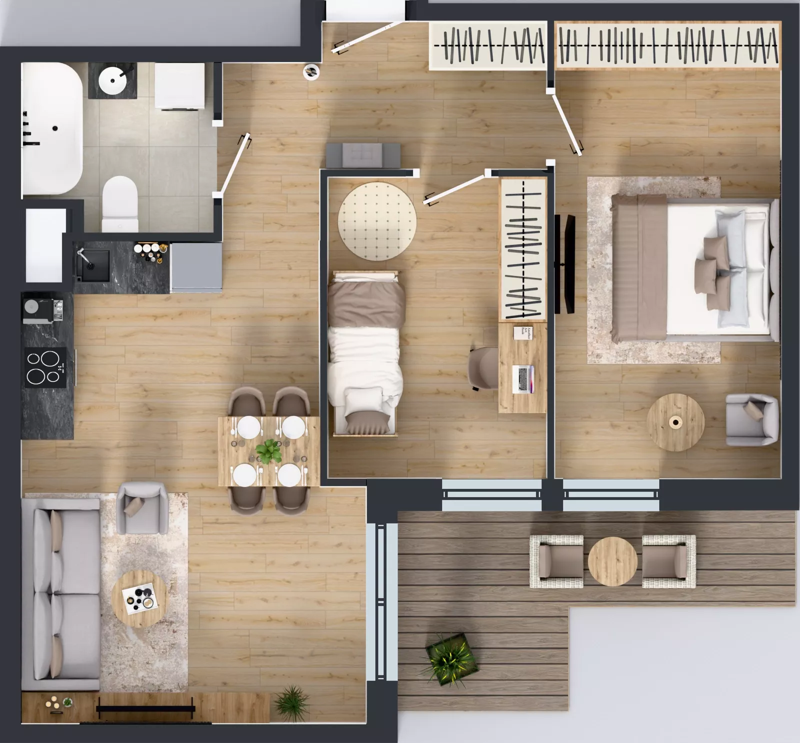 3 pokoje, mieszkanie 59,39 m², piętro 4, oferta nr A1/103, ESSA Kliny, Kraków, Swoszowice, Kliny, ul. Anny Szwed-Śniadowskiej