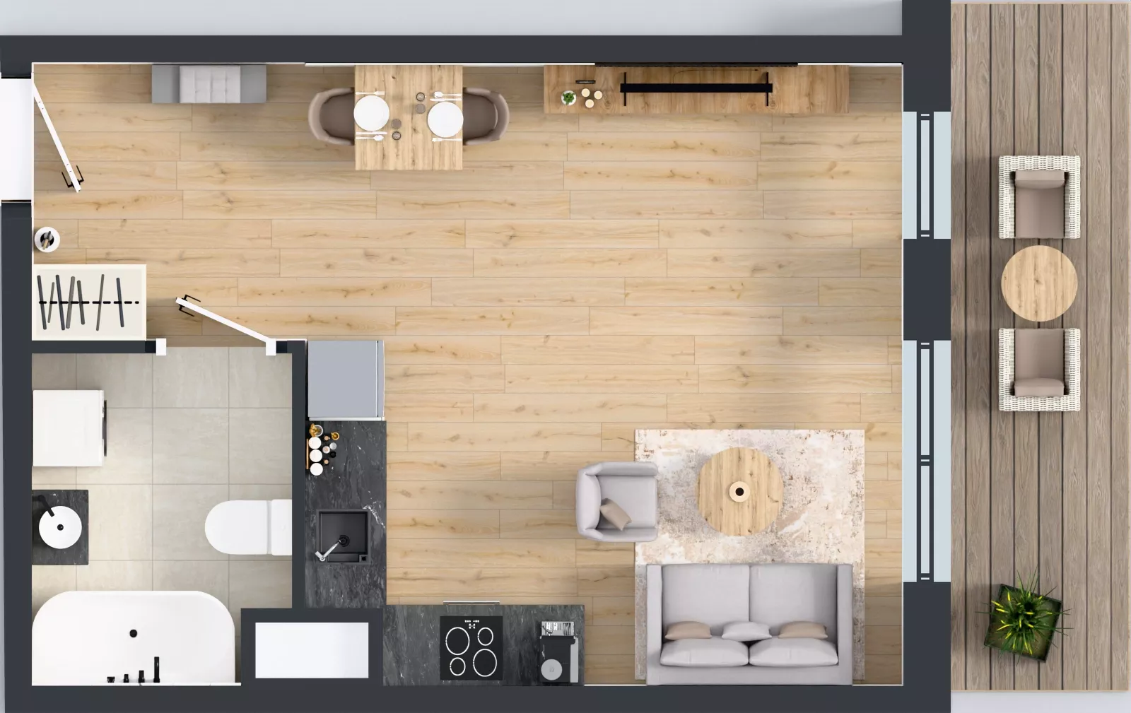 1 pokój, mieszkanie 32,59 m², piętro 1, oferta nr A1/114, ESSA Kliny, Kraków, Swoszowice, Kliny, ul. Anny Szwed-Śniadowskiej