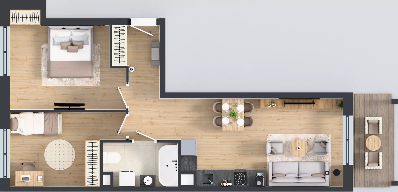 3 pokoje, mieszkanie 58,89 m², piętro 1, oferta nr A1/115, ESSA Kliny, Kraków, Swoszowice, Kliny, ul. Anny Szwed-Śniadowskiej