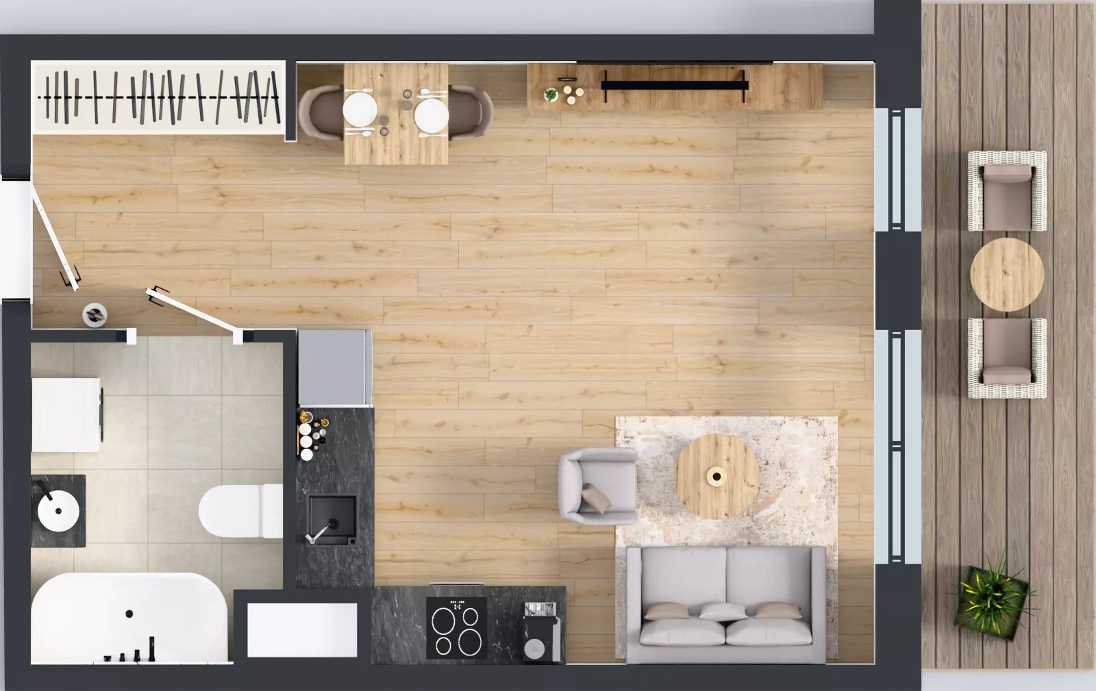1 pokój, mieszkanie 32,54 m², piętro 2, oferta nr A1/119, ESSA Kliny, Kraków, Swoszowice, Kliny, ul. Anny Szwed-Śniadowskiej