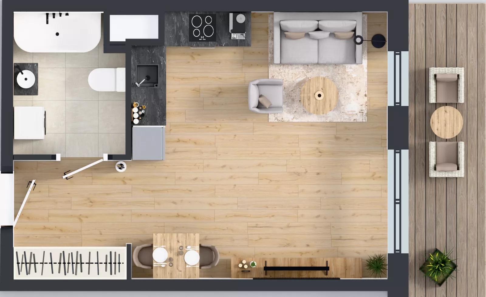 1 pokój, mieszkanie 32,48 m², piętro 3, oferta nr A1/122, ESSA Kliny, Kraków, Swoszowice, Kliny, ul. Anny Szwed-Śniadowskiej