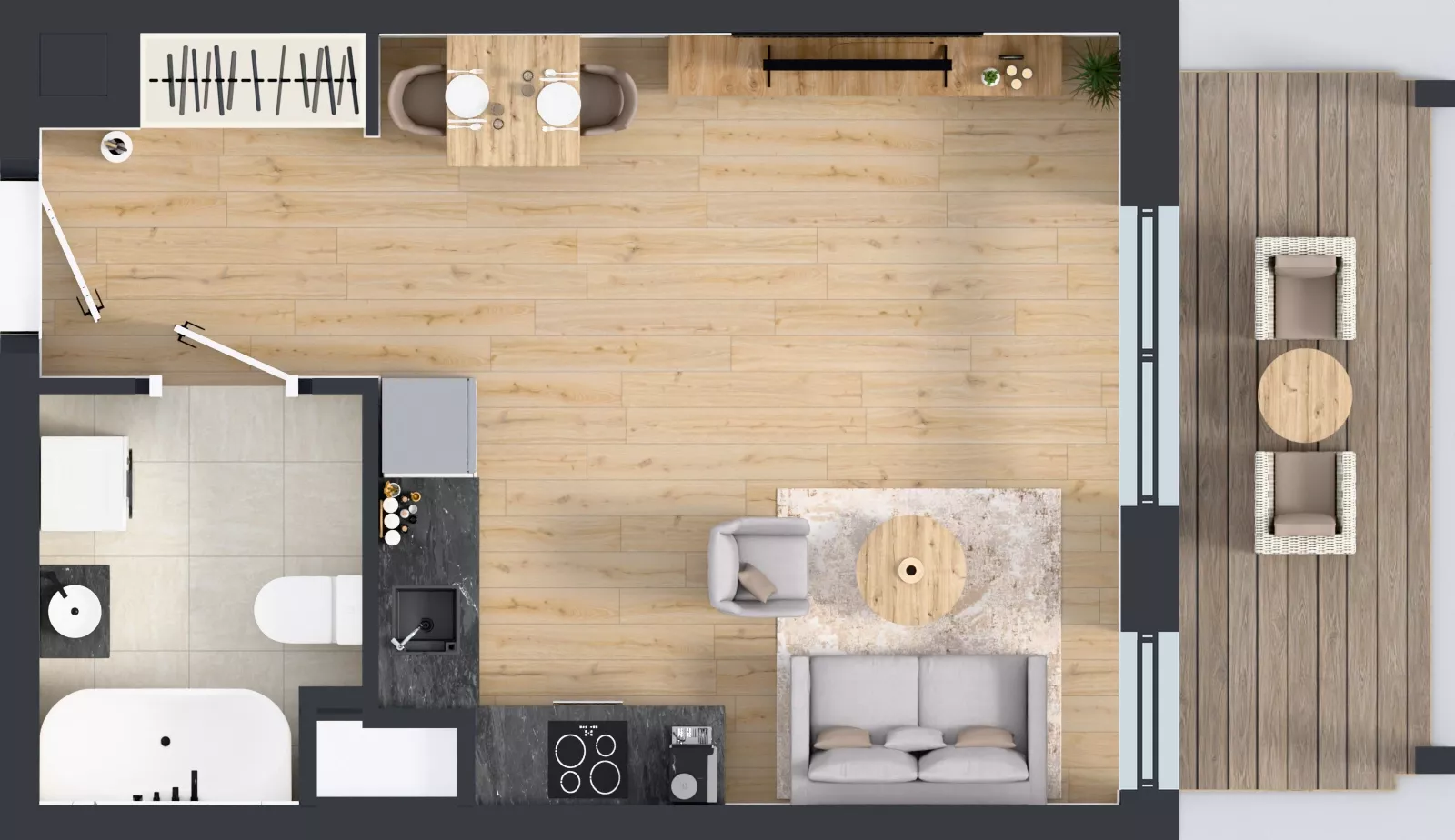 1 pokój, mieszkanie 32,09 m², piętro 1, oferta nr A1/133, ESSA Kliny, Kraków, Swoszowice, Kliny, ul. Anny Szwed-Śniadowskiej