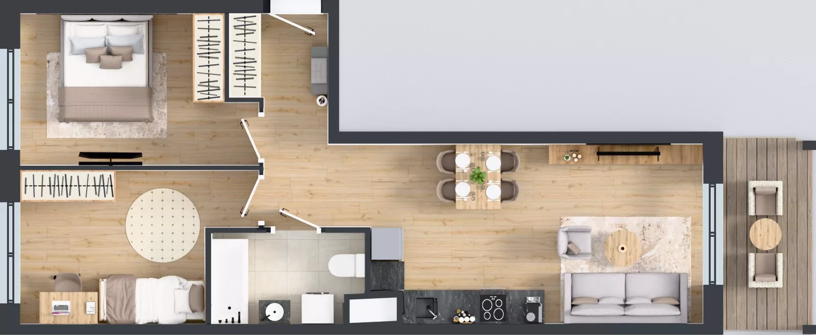 3 pokoje, mieszkanie 56,03 m², piętro 2, oferta nr A1/140, ESSA Kliny, Kraków, Swoszowice, Kliny, ul. Anny Szwed-Śniadowskiej