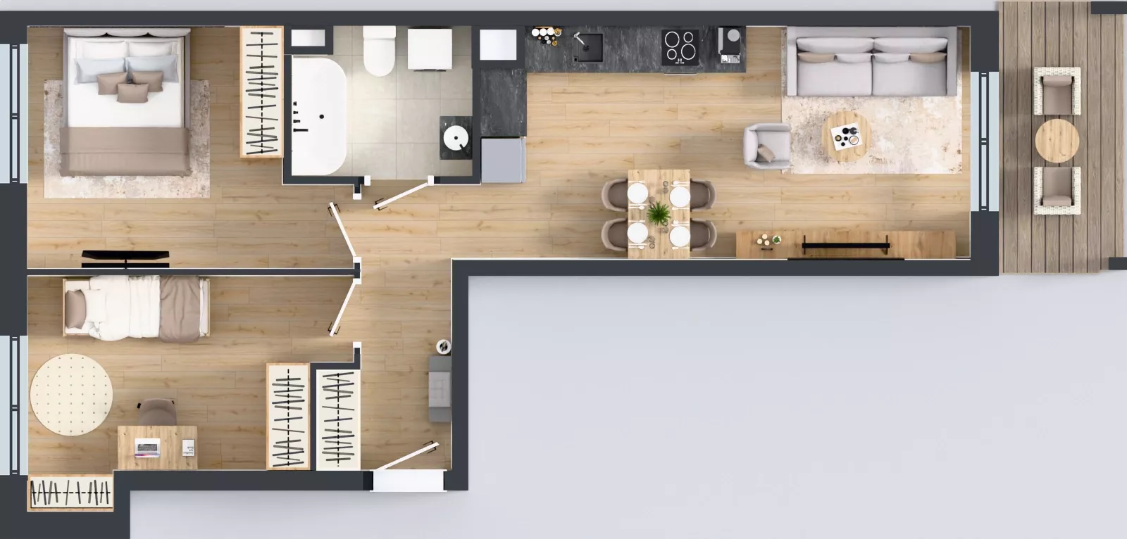 3 pokoje, mieszkanie 56,57 m², piętro 3, oferta nr A1/141, ESSA Kliny, Kraków, Swoszowice, Kliny, ul. Anny Szwed-Śniadowskiej