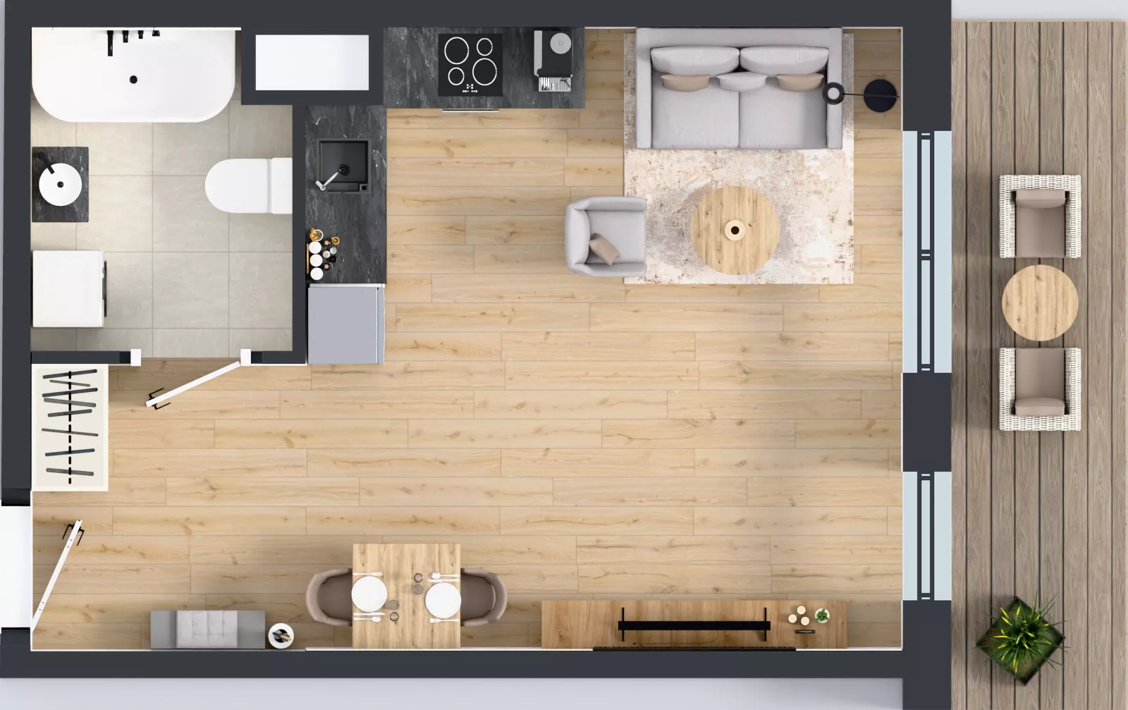 1 pokój, mieszkanie 32,59 m², piętro 3, oferta nr A1/142, ESSA Kliny, Kraków, Swoszowice, Kliny, ul. Anny Szwed-Śniadowskiej
