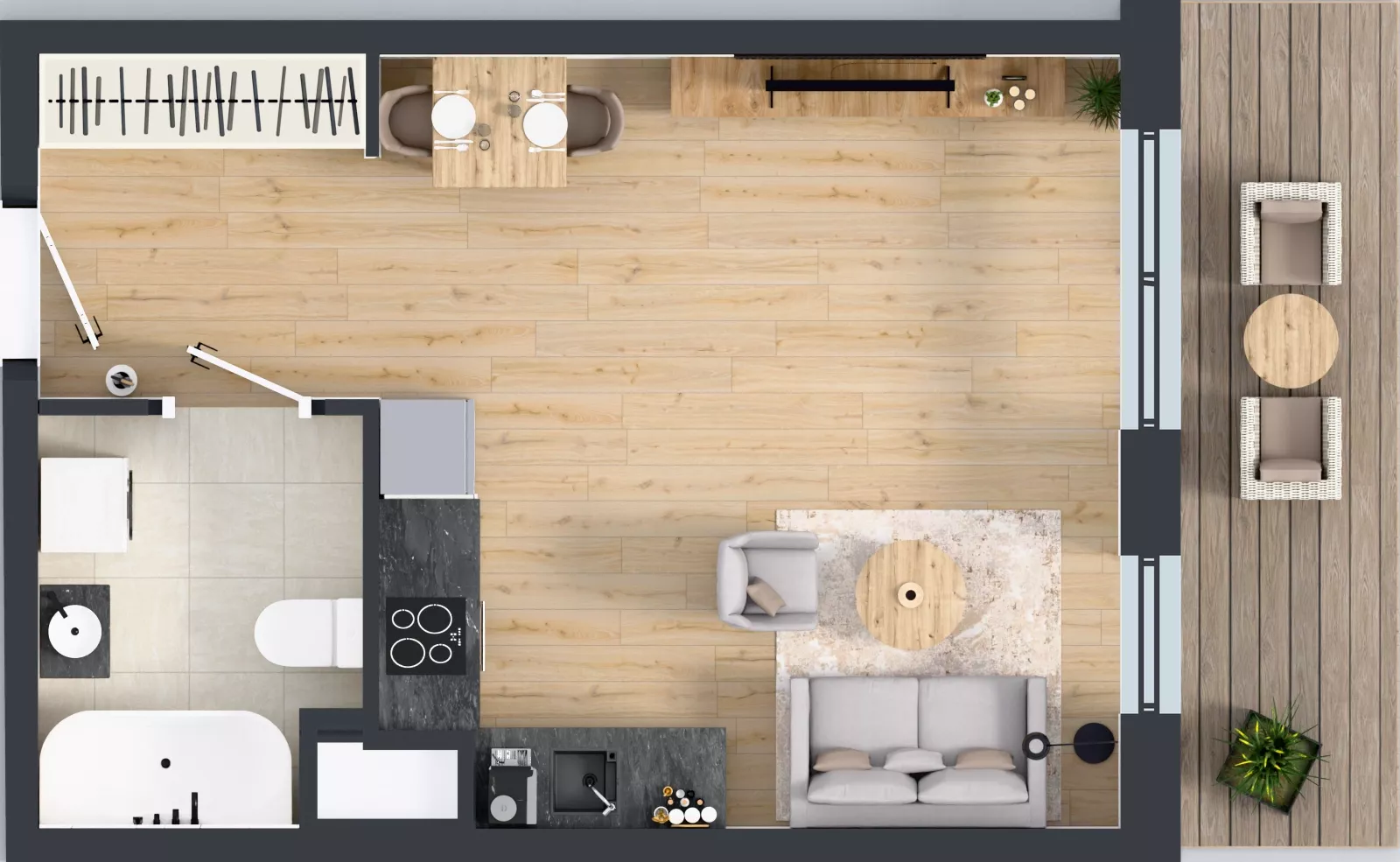 1 pokój, mieszkanie 32,48 m², piętro 3, oferta nr A1/144, ESSA Kliny, Kraków, Swoszowice, Kliny, ul. Anny Szwed-Śniadowskiej