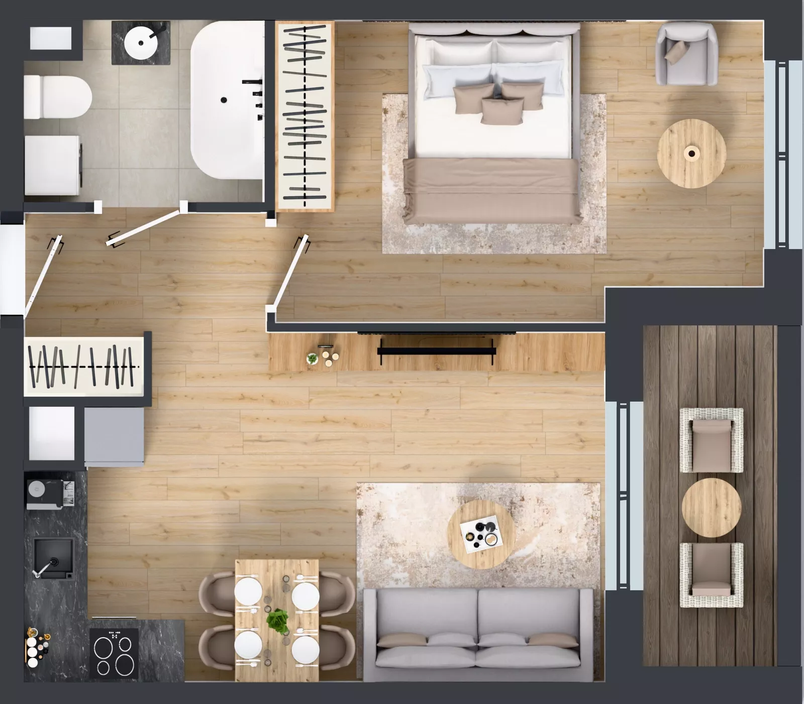 2 pokoje, mieszkanie 41,81 m², piętro 2, oferta nr A2/11, ESSA Kliny, Kraków, Swoszowice, Kliny, ul. Anny Szwed-Śniadowskiej
