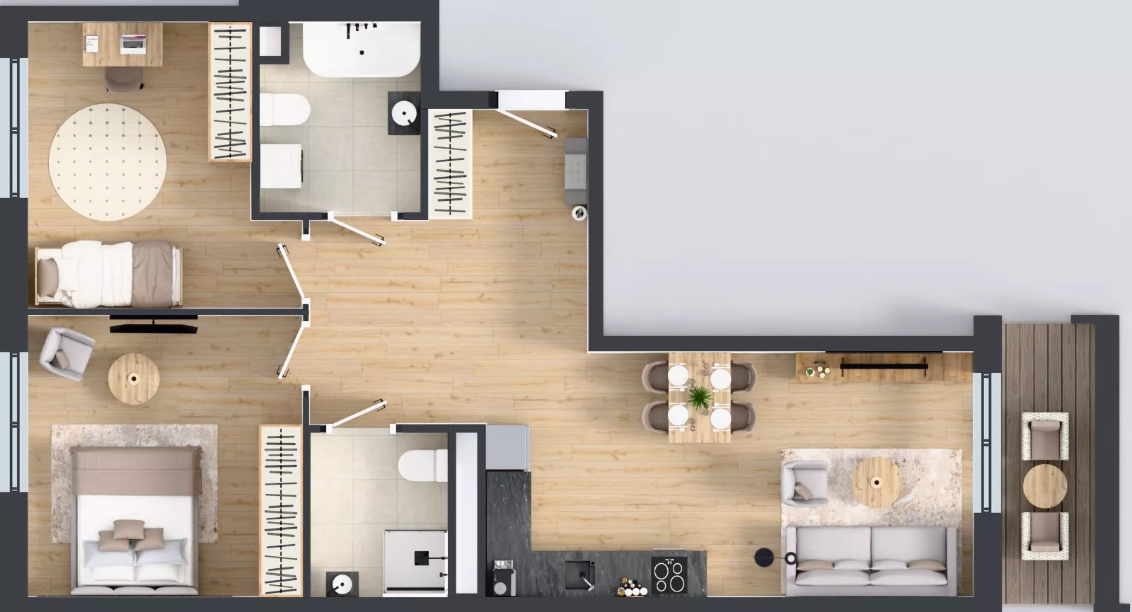 3 pokoje, mieszkanie 71,53 m², piętro 3, oferta nr A2/22, ESSA Kliny, Kraków, Swoszowice, Kliny, ul. Anny Szwed-Śniadowskiej