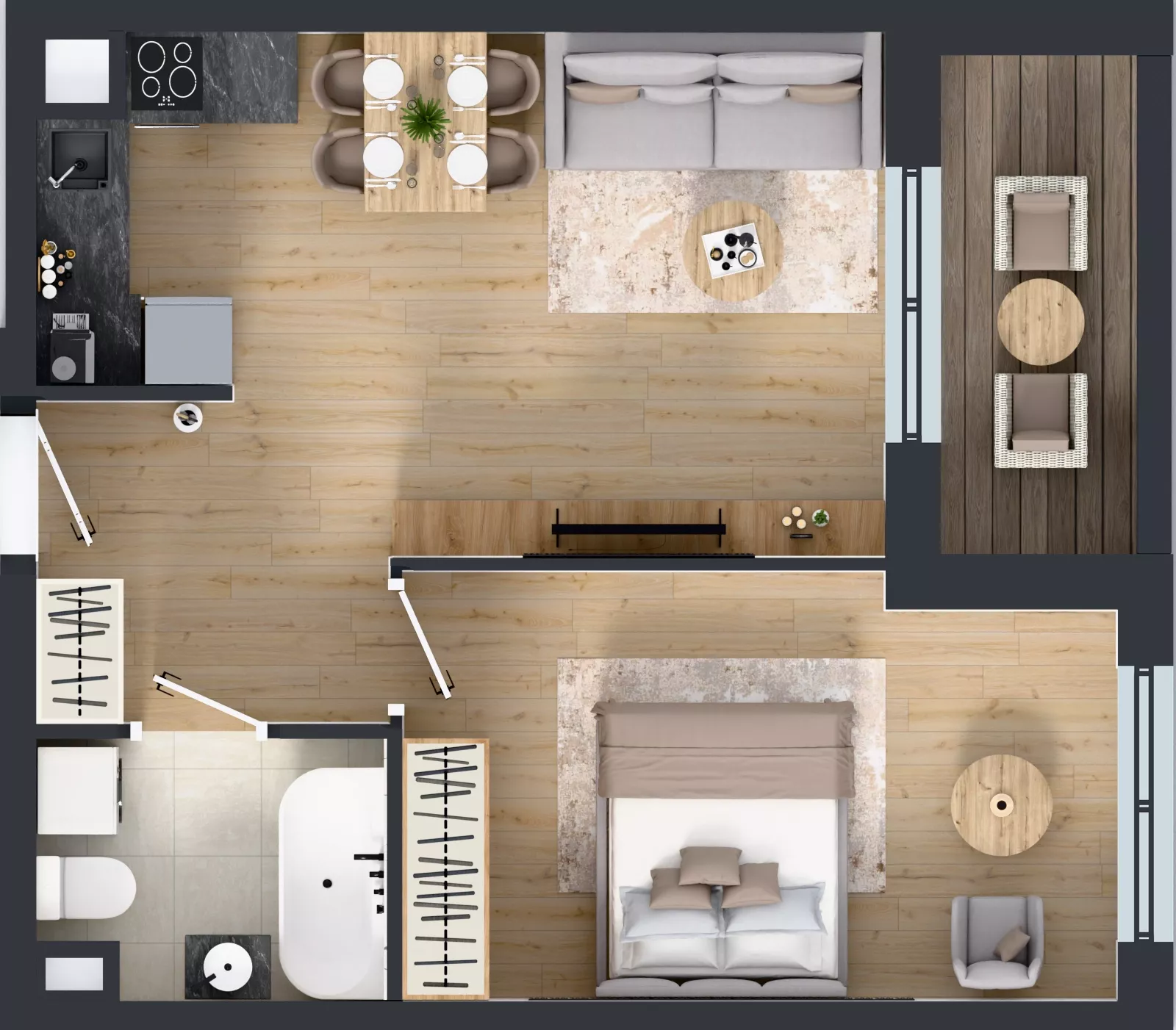 2 pokoje, mieszkanie 41,92 m², piętro 1, oferta nr A2/30, ESSA Kliny, Kraków, Swoszowice, Kliny, ul. Anny Szwed-Śniadowskiej