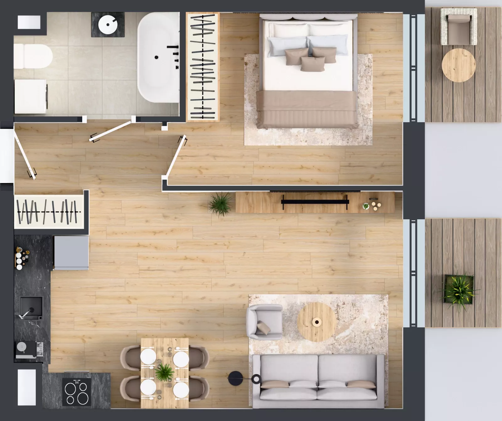 2 pokoje, mieszkanie 46,20 m², piętro 1, oferta nr A2/32, ESSA Kliny, Kraków, Swoszowice, Kliny, ul. Anny Szwed-Śniadowskiej