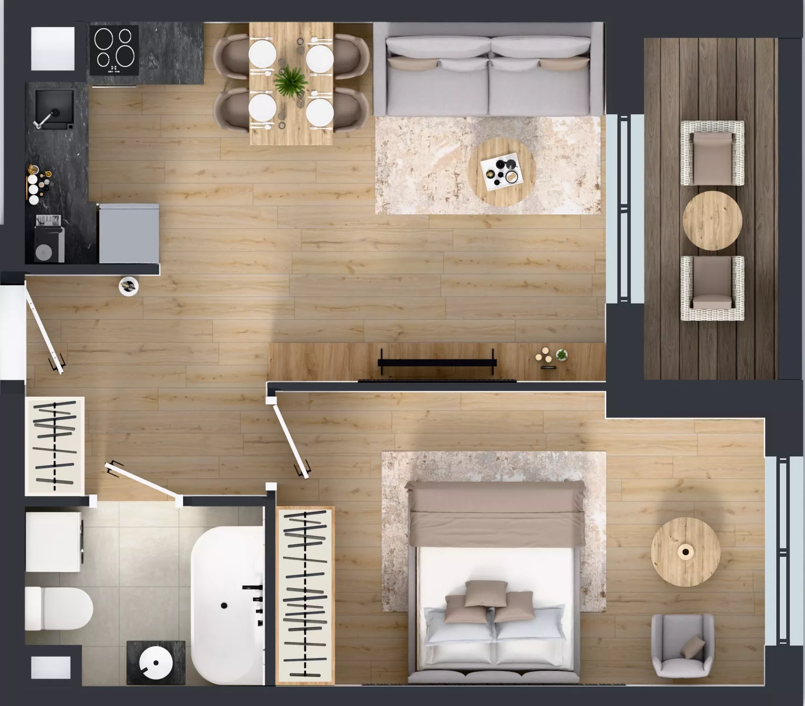 2 pokoje, mieszkanie 41,92 m², piętro 2, oferta nr A2/36, ESSA Kliny, Kraków, Swoszowice, Kliny, ul. Anny Szwed-Śniadowskiej