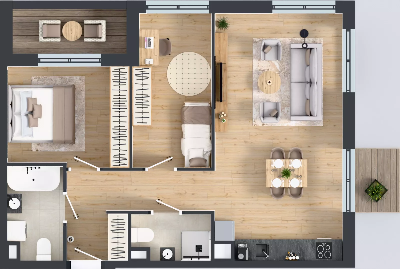 3 pokoje, mieszkanie 66,26 m², piętro 2, oferta nr A2/37, ESSA Kliny, Kraków, Swoszowice, Kliny, ul. Anny Szwed-Śniadowskiej