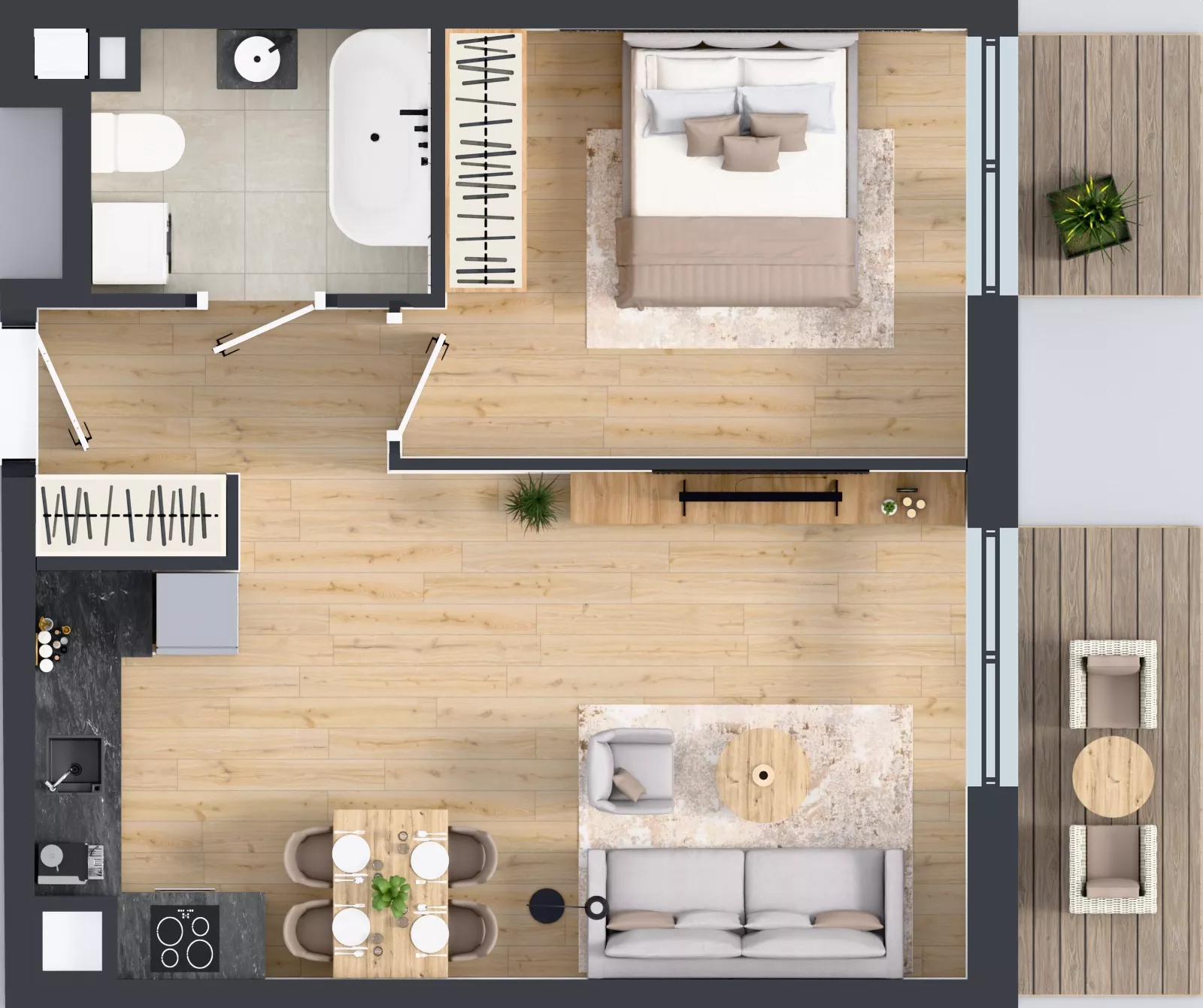 2 pokoje, mieszkanie 45,45 m², piętro 2, oferta nr A2/39, ESSA Kliny, Kraków, Swoszowice, Kliny, ul. Anny Szwed-Śniadowskiej