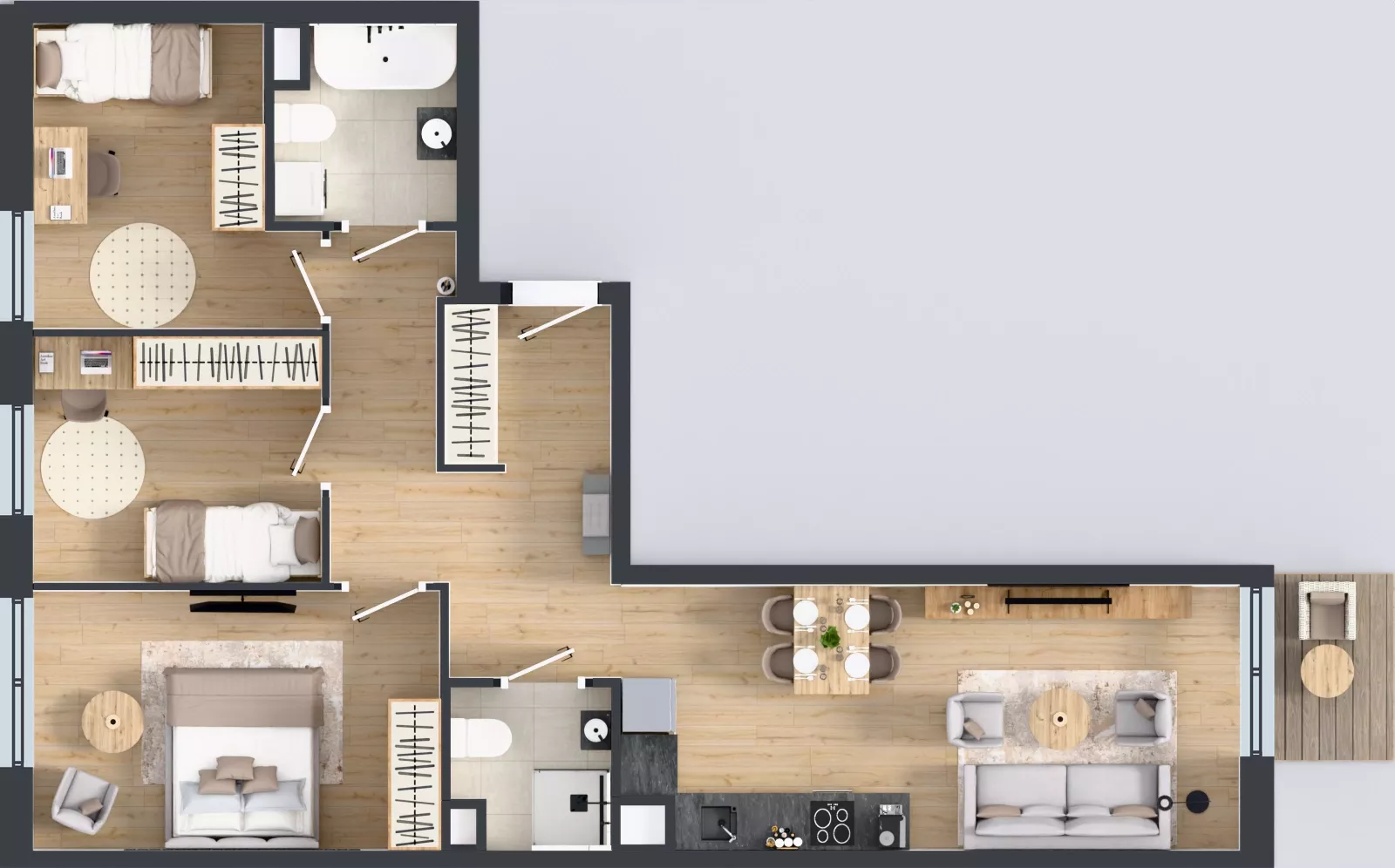 4 pokoje, mieszkanie 72,97 m², piętro 2, oferta nr A2/40, ESSA Kliny, Kraków, Swoszowice, Kliny, ul. Anny Szwed-Śniadowskiej