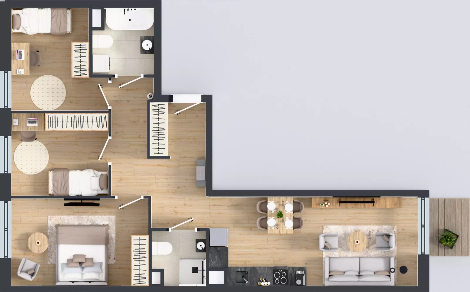 4 pokoje, mieszkanie 72,97 m², piętro 3, oferta nr A2/46, ESSA Kliny, Kraków, Swoszowice, Kliny, ul. Anny Szwed-Śniadowskiej