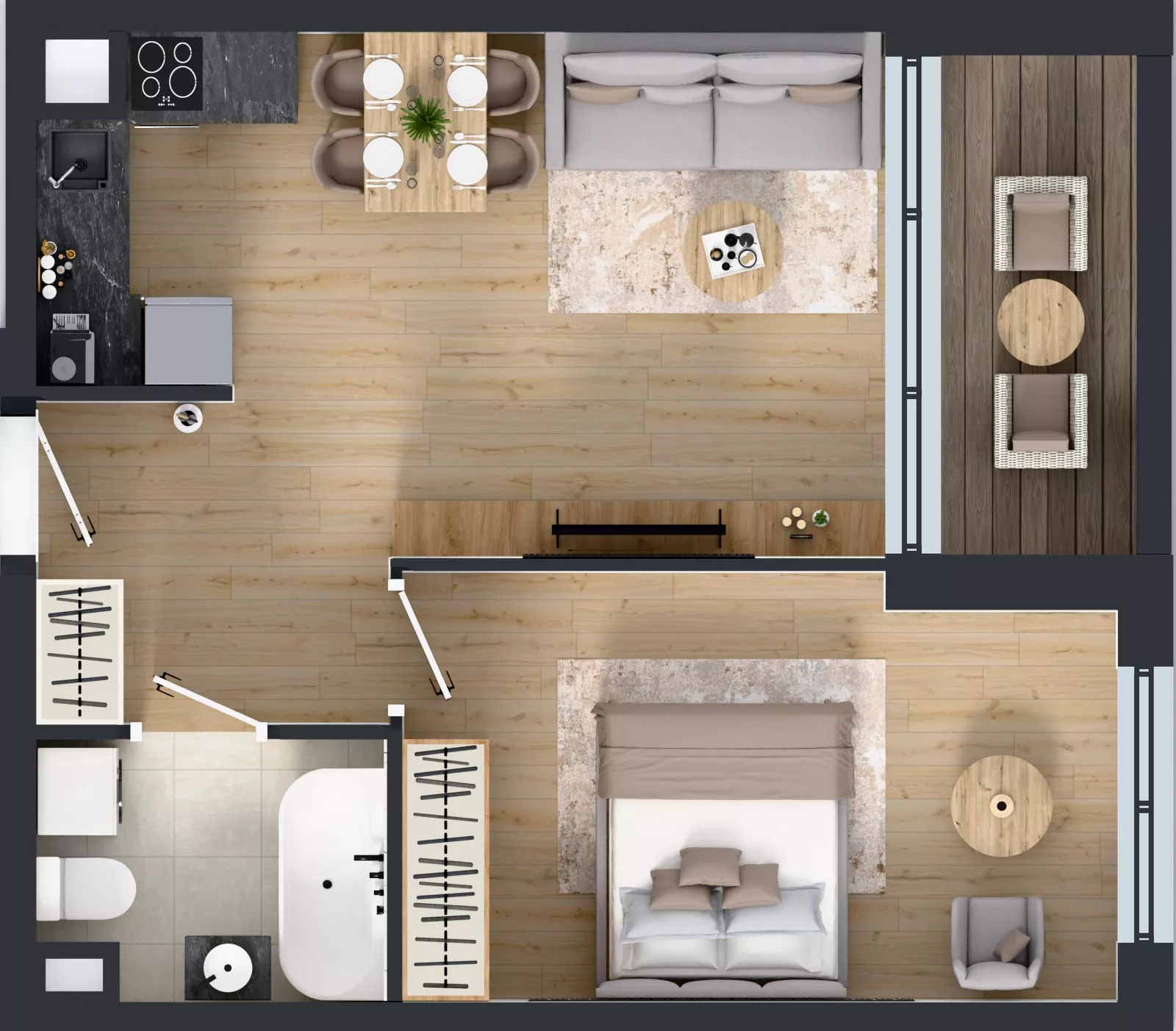 2 pokoje, mieszkanie 41,92 m², piętro 4, oferta nr A2/48, ESSA Kliny, Kraków, Swoszowice, Kliny, ul. Anny Szwed-Śniadowskiej