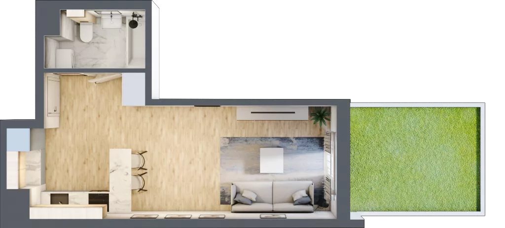 1 pokój, mieszkanie 30,25 m², parter, oferta nr M3, Prato Park, Kraków, Czyżyny, ul. Na Łąkach