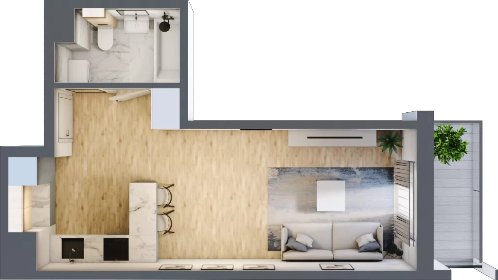 1 pokój, mieszkanie 30,60 m², piętro 4, oferta nr M47, Prato Park, Kraków, Czyżyny, ul. Na Łąkach