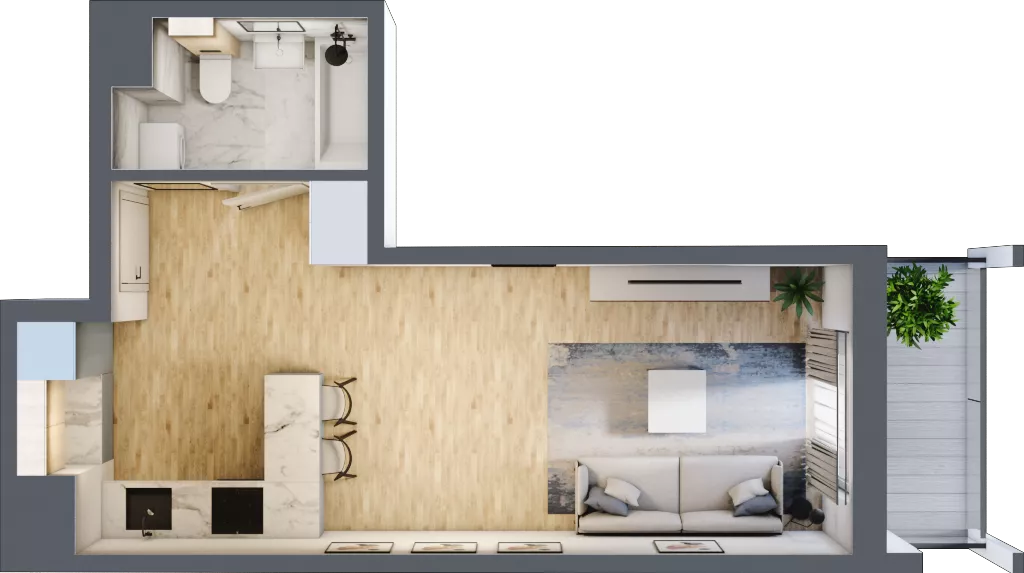 1 pokój, mieszkanie 30,60 m², piętro 5, oferta nr M58, Prato Park, Kraków, Czyżyny, ul. Na Łąkach