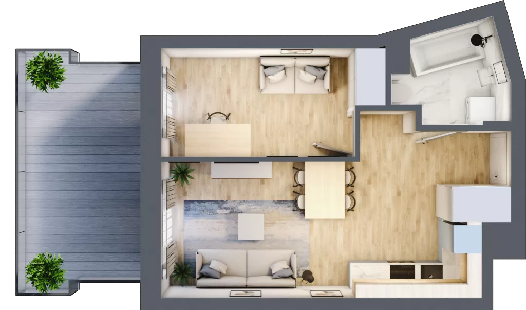 2 pokoje, mieszkanie 38,25 m², piętro 1, oferta nr M2/KL1, Luxury Point, Kielce, Centrum, al. Solidarności