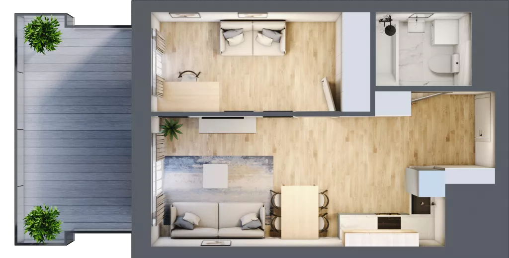 2 pokoje, mieszkanie 38,28 m², piętro 1, oferta nr M6/KL2, Luxury Point, Kielce, Centrum, al. Solidarności