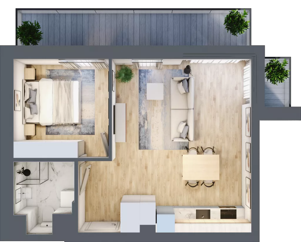 2 pokoje, mieszkanie 43,32 m², piętro 1, oferta nr M8/KL2, Luxury Point, Kielce, Centrum, al. Solidarności