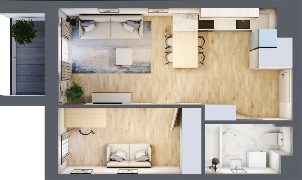 2 pokoje, mieszkanie 41,64 m², piętro 3, oferta nr M23/KL1, Luxury Point, Kielce, Centrum, al. Solidarności