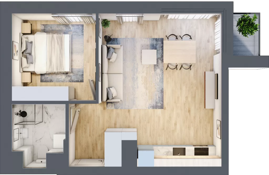 2 pokoje, mieszkanie 42,94 m², piętro 4, oferta nr M32/KL2, Luxury Point, Kielce, Centrum, al. Solidarności