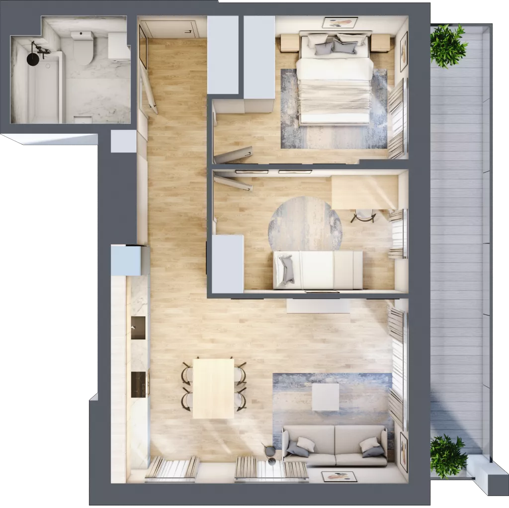 3 pokoje, mieszkanie 59,23 m², piętro 6, oferta nr M43/KL2, Luxury Point, Kielce, Centrum, al. Solidarności