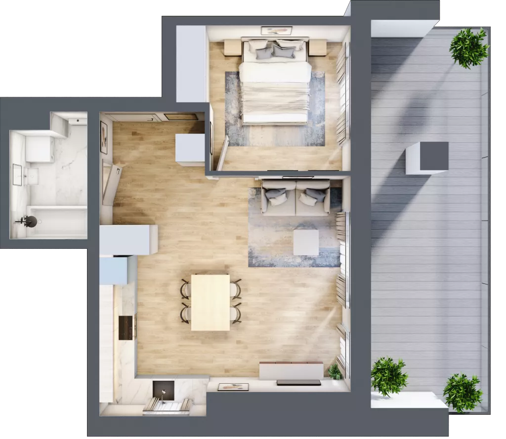 2 pokoje, mieszkanie 45,95 m², piętro 8, oferta nr M85/KL1, Luxury Point, Kielce, Centrum, al. Solidarności
