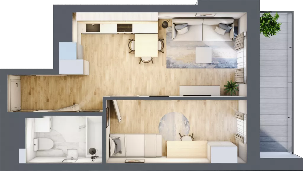 2 pokoje, mieszkanie 37,43 m², piętro 5, oferta nr M22/KL4, Luxury Point, Kielce, Centrum, al. Solidarności