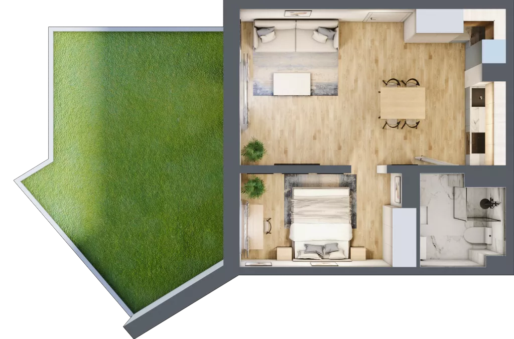 1 pokój, mieszkanie 41,66 m², parter, oferta nr A1.1.0.M2, Nowe Promenady, Wrocław, Kleczków, Psie Pole, ul. Czesława Miłosza
