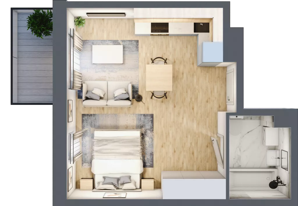 1 pokój, mieszkanie 31,59 m², piętro 1, oferta nr A1.1.1.M6, Nowe Promenady, Wrocław, Kleczków, Psie Pole, ul. Czesława Miłosza