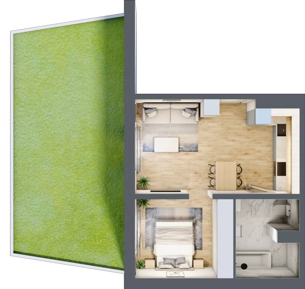 1 pokój, mieszkanie 41,10 m², parter, oferta nr A1.2.0.M1, Nowe Promenady, Wrocław, Kleczków, Psie Pole, ul. Czesława Miłosza