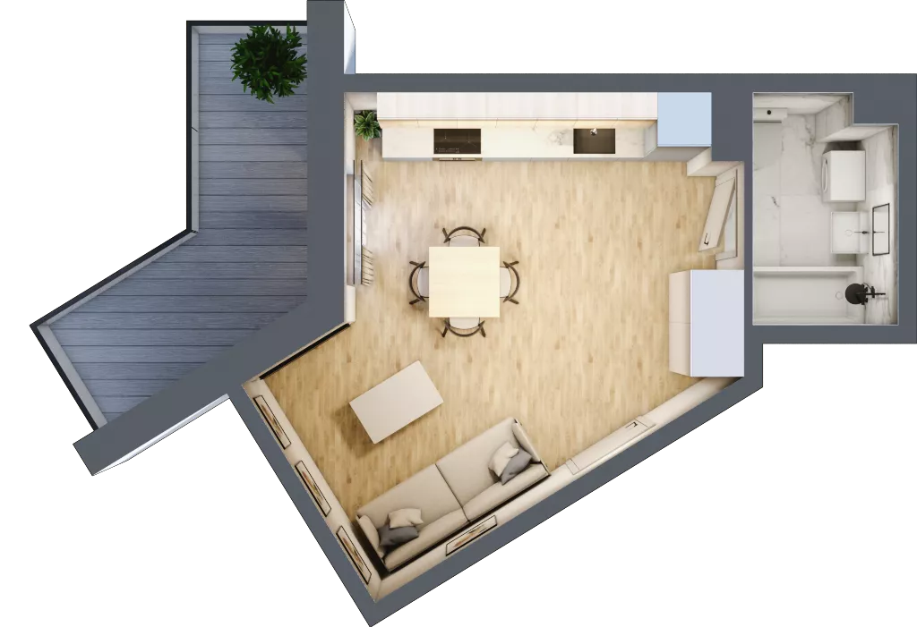 1 pokój, mieszkanie 25,40 m², piętro 4, oferta nr A1.2.4.M20, Nowe Promenady, Wrocław, Kleczków, Psie Pole, ul. Czesława Miłosza