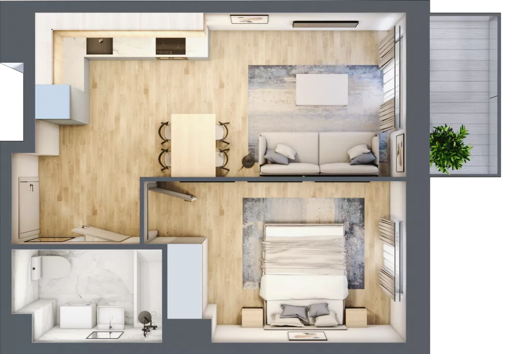 2 pokoje, mieszkanie 37,60 m², piętro 5, oferta nr A1.2.5.M29, Nowe Promenady, Wrocław, Kleczków, Psie Pole, ul. Czesława Miłosza