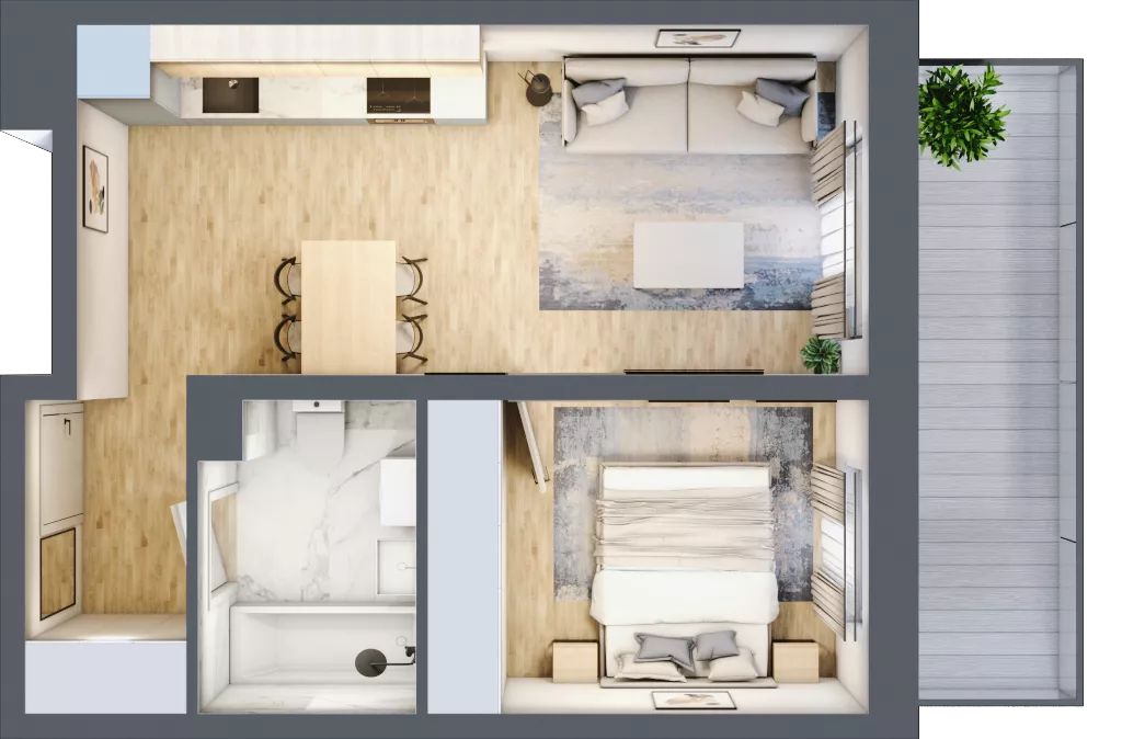 2 pokoje, mieszkanie 36,48 m², piętro 2, oferta nr A2.3.2.M9, Nowe Promenady, Wrocław, Kleczków, Psie Pole, ul. Czesława Miłosza