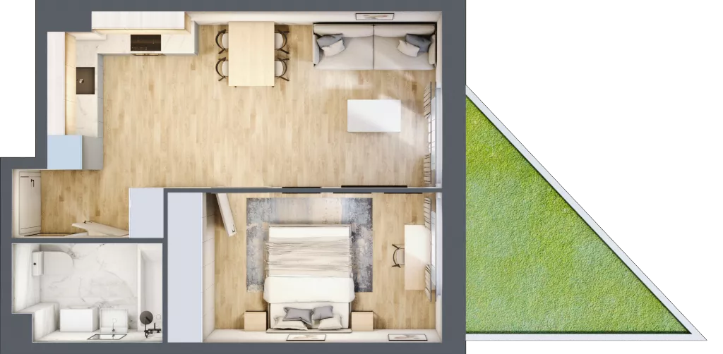 2 pokoje, mieszkanie 40,39 m², piętro 1, oferta nr A2.5.1.M2, Nowe Promenady, Wrocław, Kleczków, Psie Pole, ul. Czesława Miłosza
