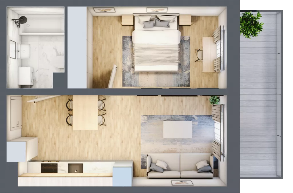 2 pokoje, mieszkanie 37,50 m², piętro 2, oferta nr A2.3.2.M10, Nowe Promenady, Wrocław, Kleczków, Psie Pole, ul. Czesława Miłosza