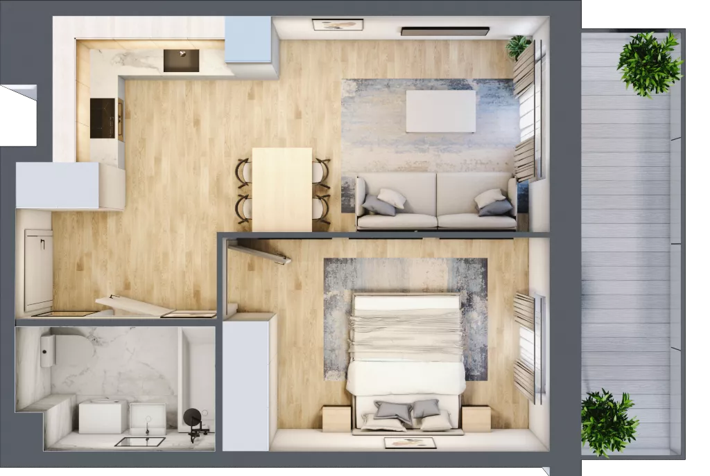 2 pokoje, mieszkanie 37,66 m², piętro 3, oferta nr A2.3.3.M14, Nowe Promenady, Wrocław, Kleczków, Psie Pole, ul. Czesława Miłosza