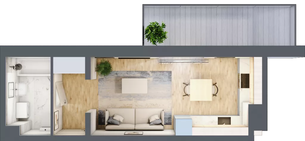 1 pokój, mieszkanie 25,22 m², piętro 4, oferta nr A2.3.4.M24, Nowe Promenady, Wrocław, Kleczków, Psie Pole, ul. Czesława Miłosza
