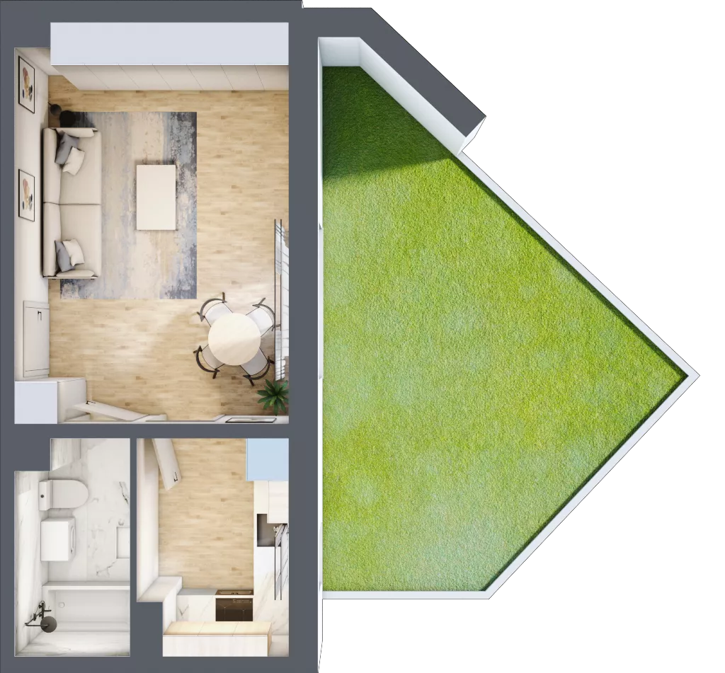 1 pokój, mieszkanie 32,88 m², piętro 1, oferta nr A2.4.1.M10, Nowe Promenady, Wrocław, Kleczków, Psie Pole, ul. Czesława Miłosza