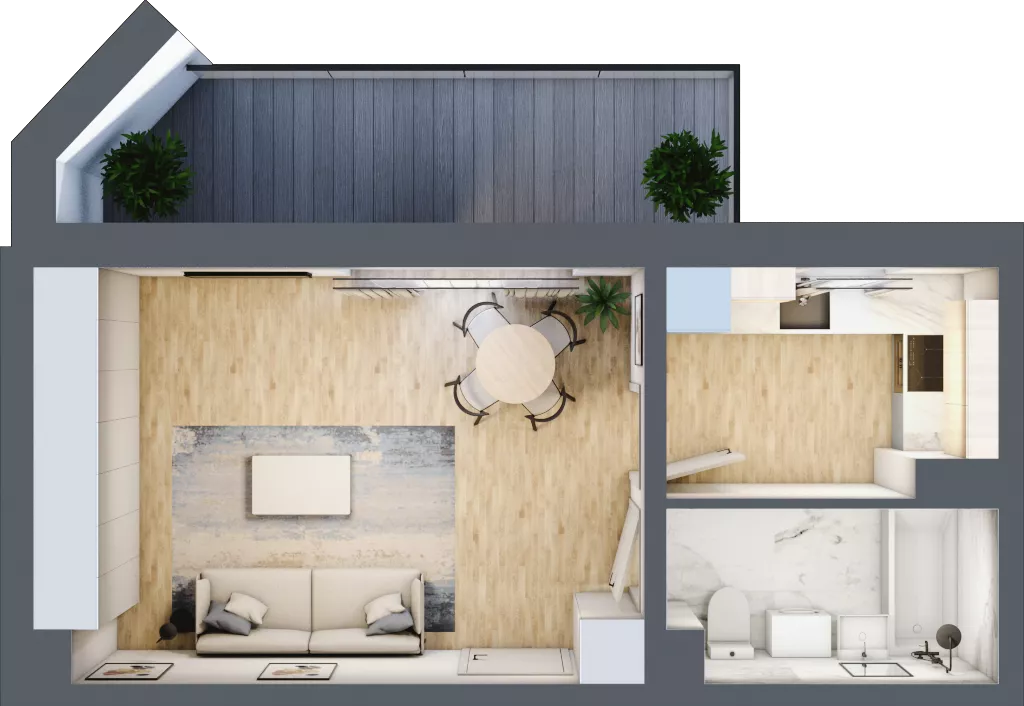 1 pokój, mieszkanie 32,77 m², piętro 3, oferta nr A2.4.3.M30, Nowe Promenady, Wrocław, Kleczków, Psie Pole, ul. Czesława Miłosza