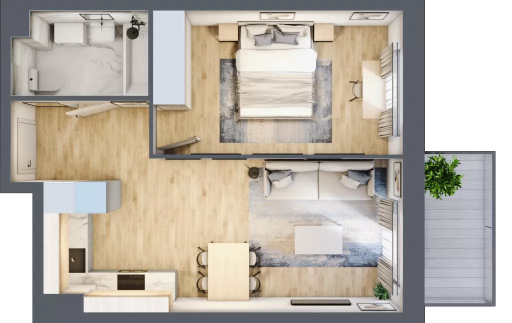 2 pokoje, mieszkanie 40,73 m², piętro 3, oferta nr A2.5.3.M11, Nowe Promenady, Wrocław, Kleczków, Psie Pole, ul. Czesława Miłosza