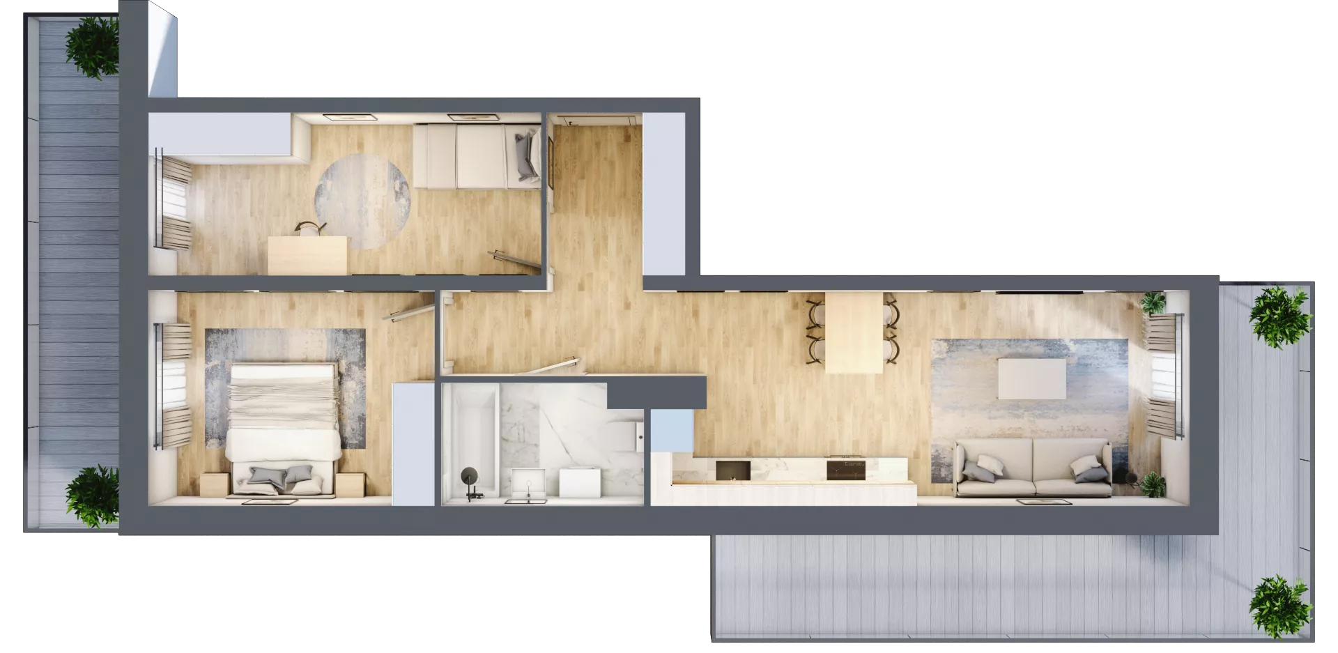 3 pokoje, mieszkanie 60,76 m², piętro 7, oferta nr A2.5.7.M28, Nowe Promenady, Wrocław, Kleczków, Psie Pole, ul. Czesława Miłosza