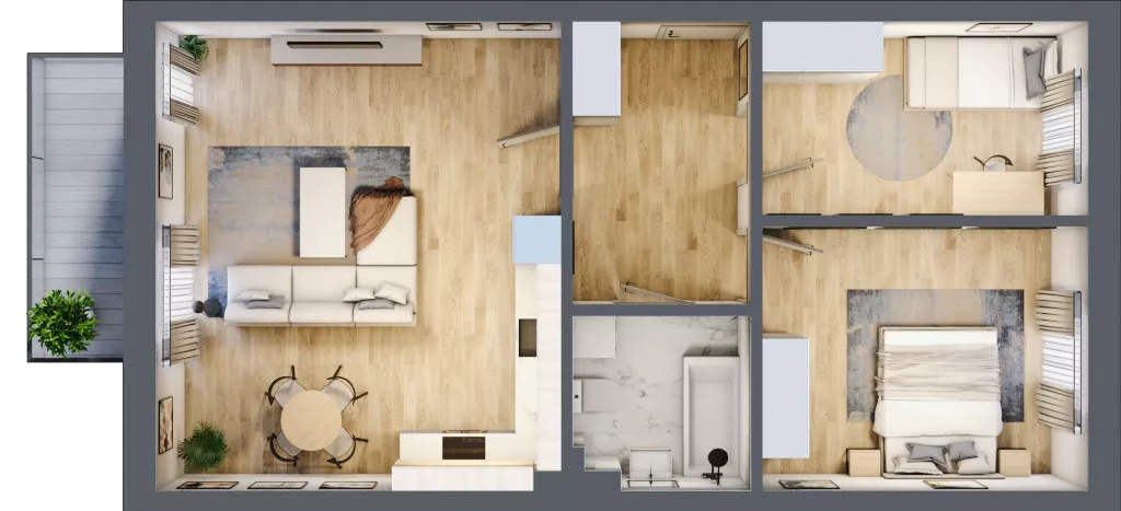 3 pokoje, mieszkanie 66,10 m², piętro 1, oferta nr B3, Błękitne Aleje Etap XV, Bielany Wrocławskie, ul. Filmowa