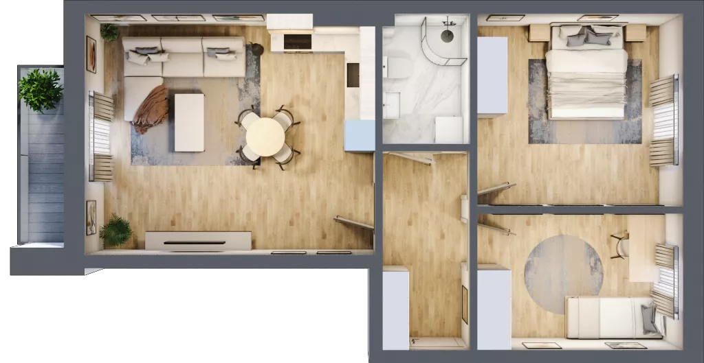 3 pokoje, mieszkanie 63,55 m², piętro 2, oferta nr A8, Błękitne Aleje Etap XV, Bielany Wrocławskie, ul. Filmowa